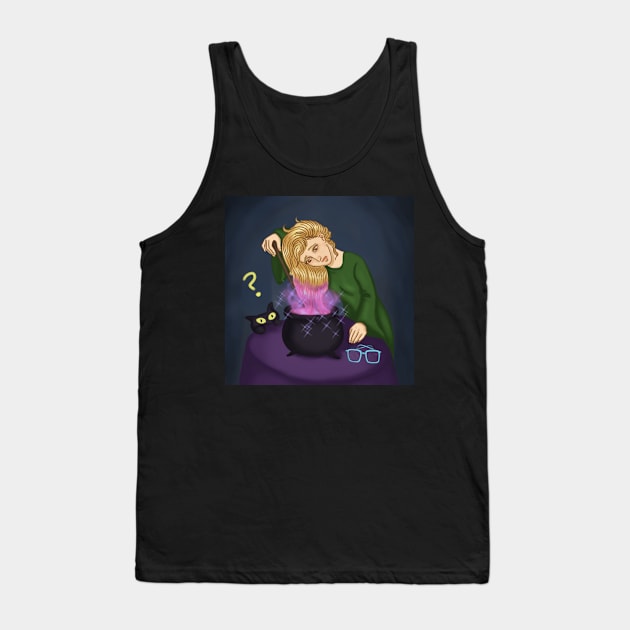 Witch with black cat coloring her hair magically Tank Top by CintiaSand